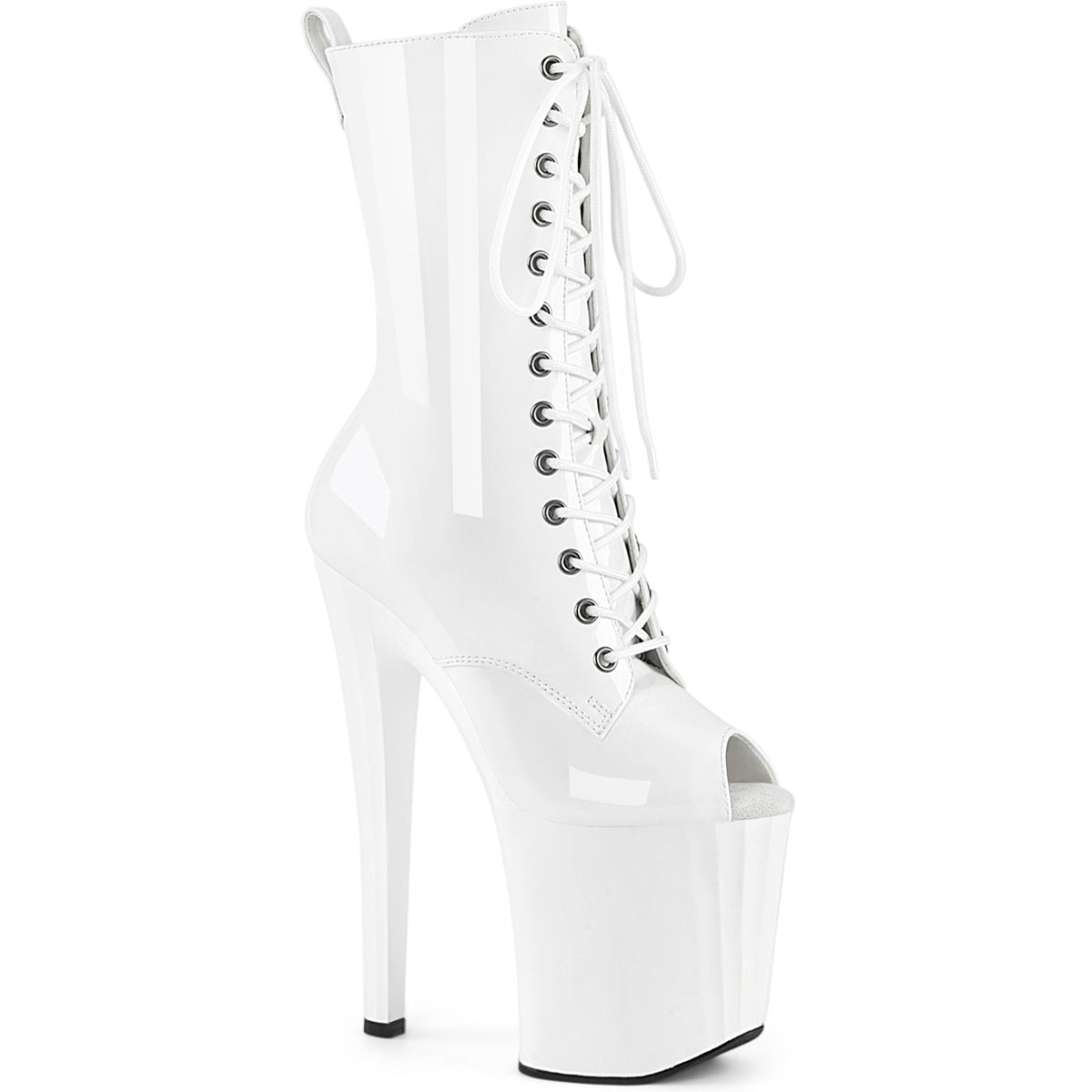 8" Heel, 3 3/4" Pf Peep Toe Ankle Boot, Side Zip Pleaser Pleaser ENCHANT/1041