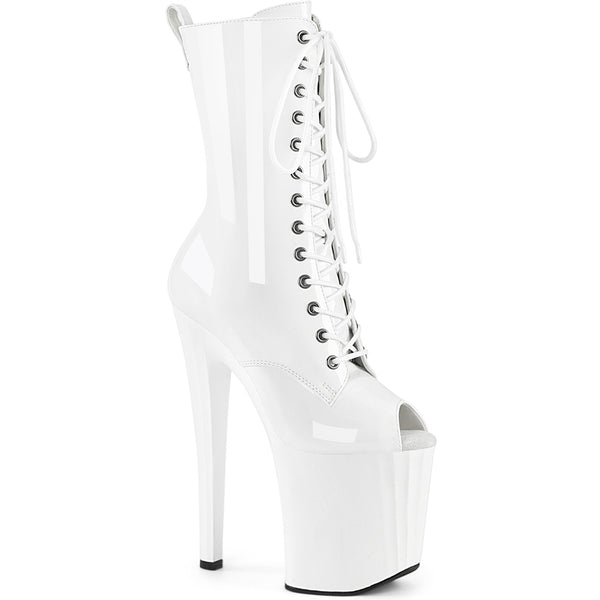 8" Heel, 3 3/4" Pf Peep Toe Ankle Boot, Side Zip Pleaser Pleaser ENCHANT/1041