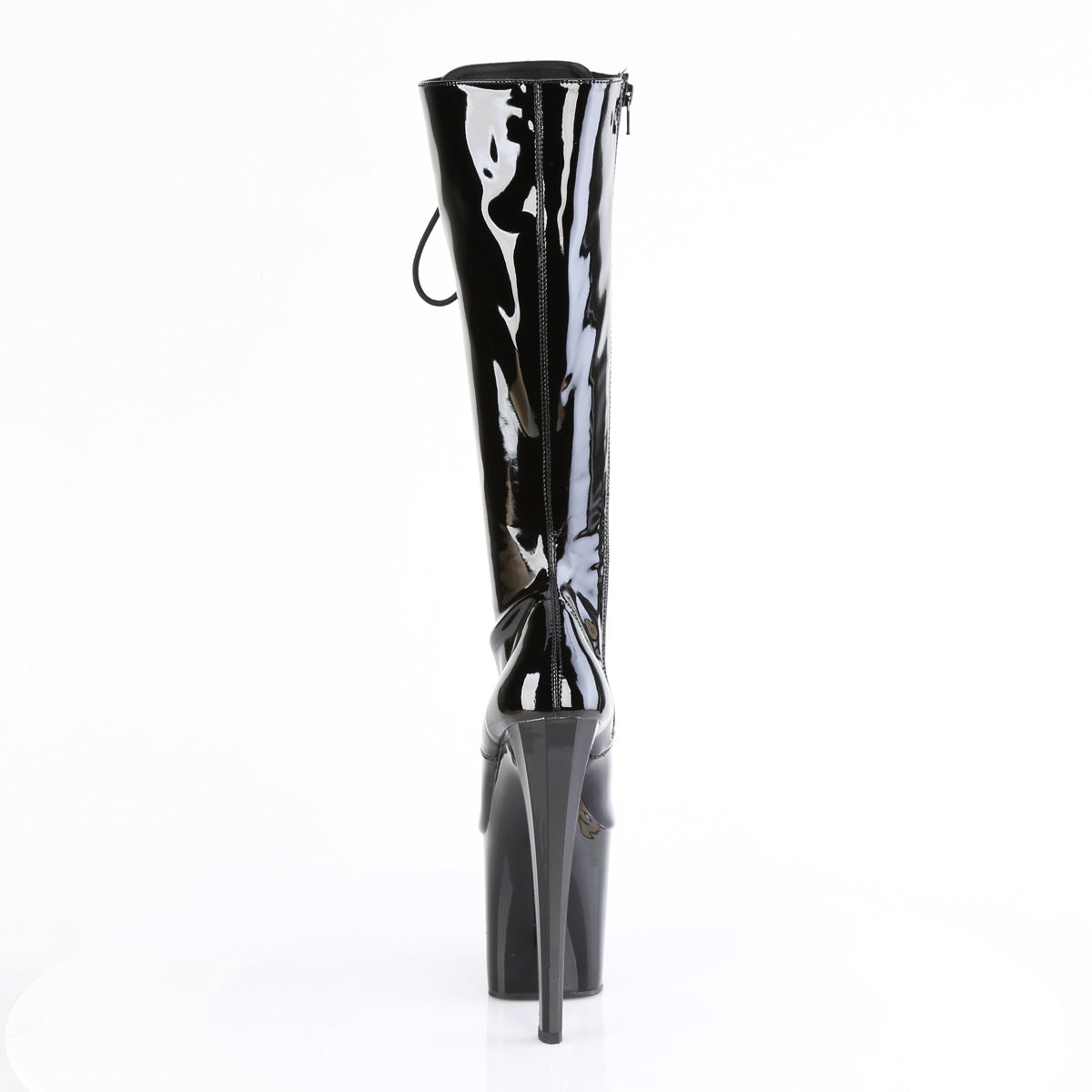 8" Heel, 3 3/4" Pf Lace Up Knee High Boot, Side Zip Pleaser Pleaser ENCHANT/2023