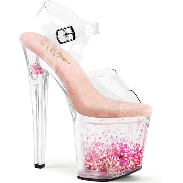 8" Heel, 3 3/4" Pf Ankle Strap Sandal Pleaser Pleaser ENCHANT/708AQUA/03