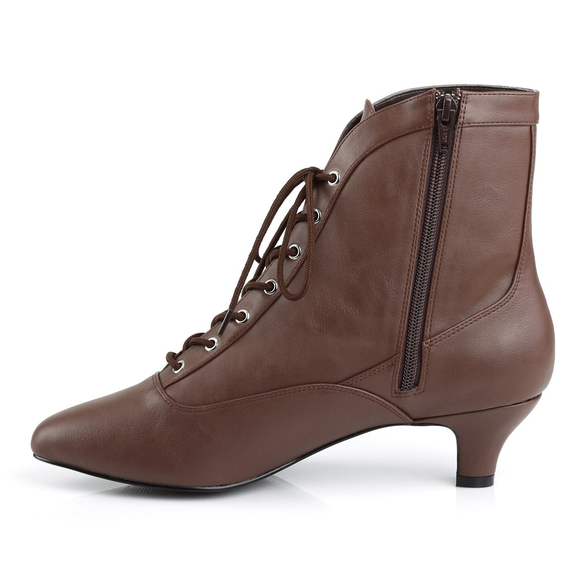 2" Heel Ankle Boot Brown Faux Leather Pleaser Pink Label FAB/1005