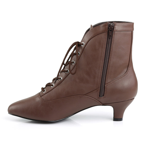 2" Heel Ankle Boot Brown Faux Leather Pleaser Pink Label FAB/1005