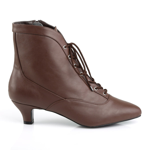 2" Heel Ankle Boot Brown Faux Leather Pleaser Pink Label FAB/1005
