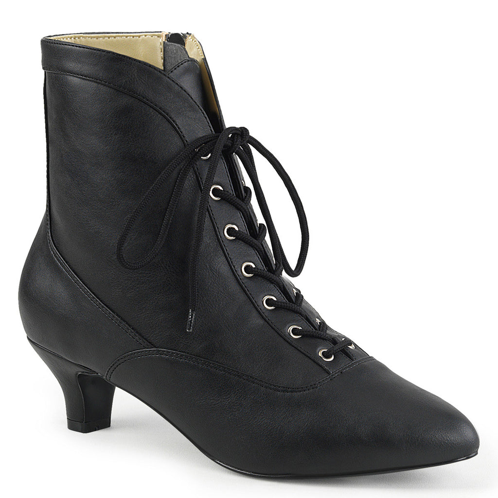 2" Heel Ankle Boot Blk Faux Leather Pleaser Pink Label FAB/1005