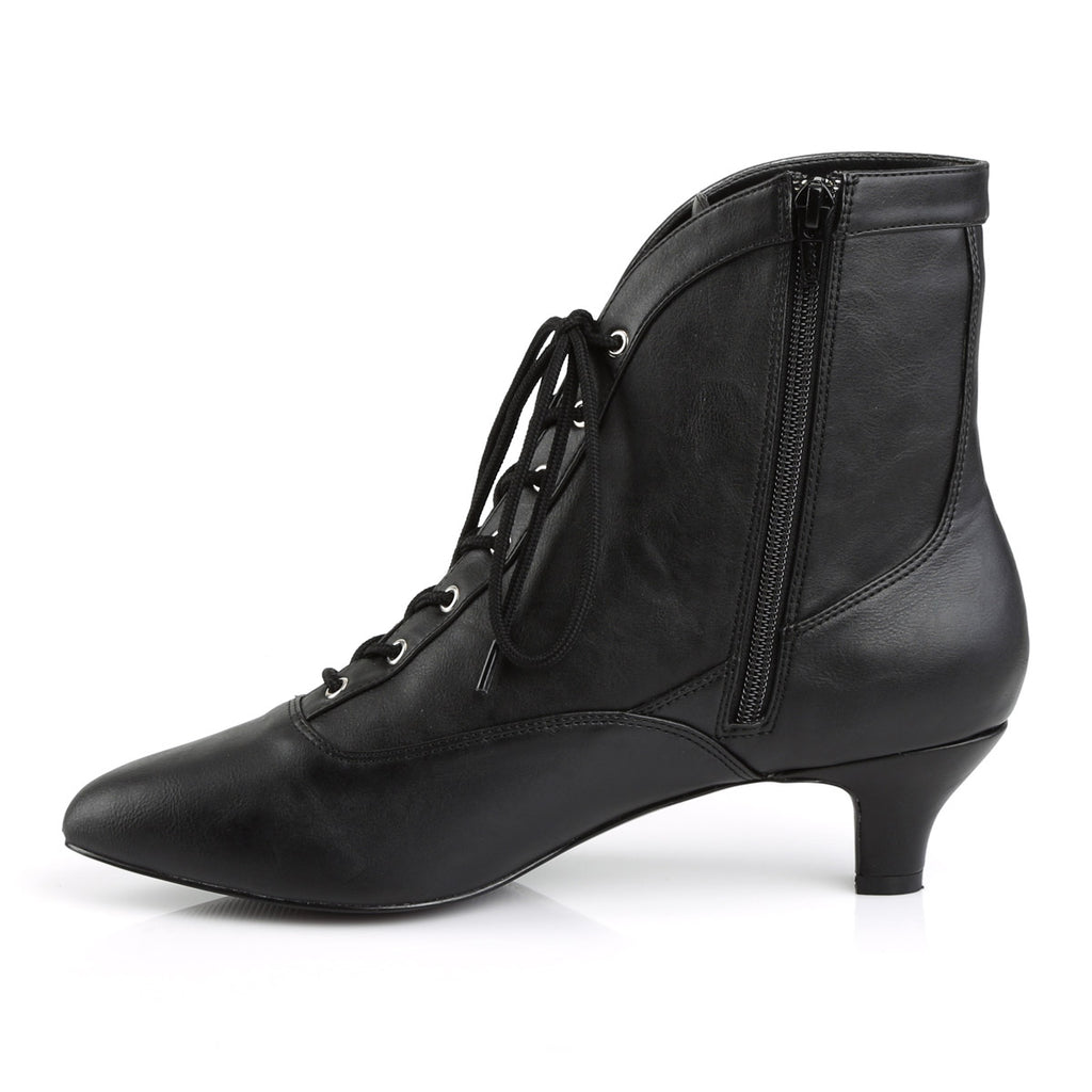 2" Heel Ankle Boot Blk Faux Leather Pleaser Pink Label FAB/1005