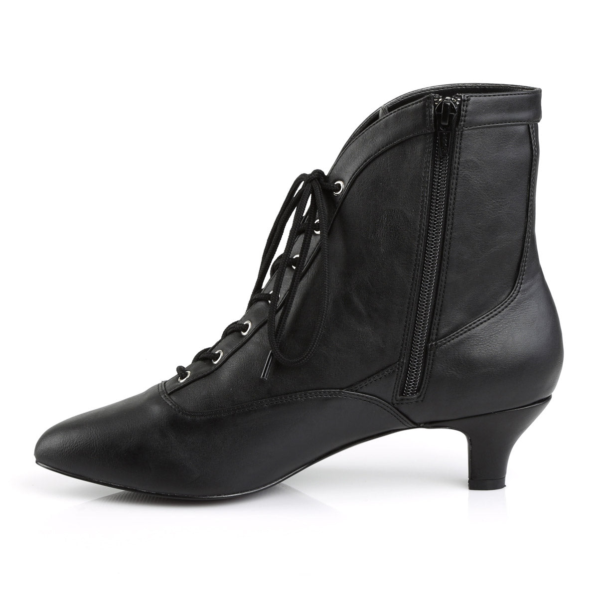 2" Heel Ankle Boot Blk Faux Leather Pleaser Pink Label FAB/1005
