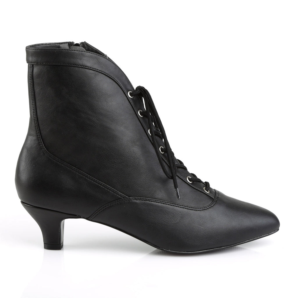 2" Heel Ankle Boot Blk Faux Leather Pleaser Pink Label FAB/1005