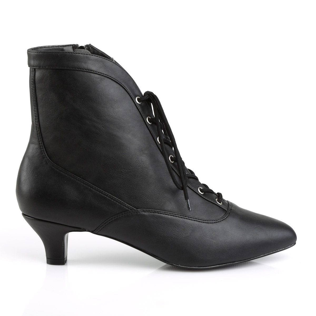 2" Heel Ankle Boot Blk Faux Leather Pleaser Pink Label FAB/1005