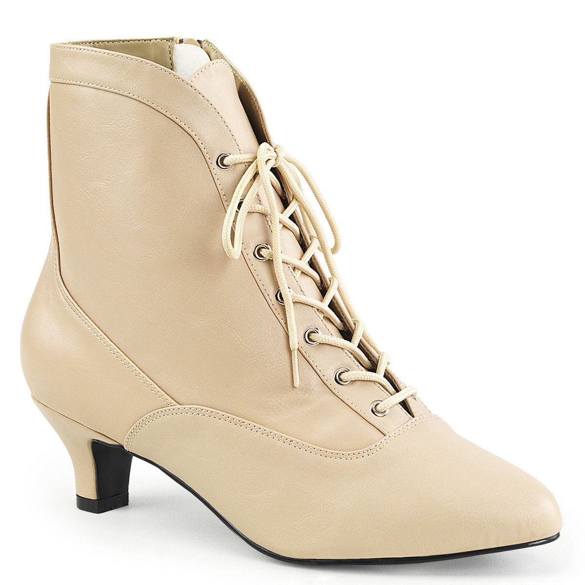 2" Heel Ankle Boot Cream Faux Leather Pleaser Pink Label FAB/1005