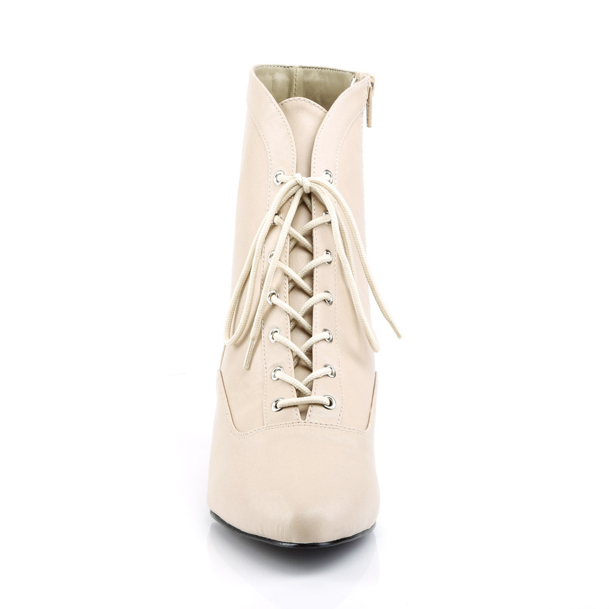 2" Heel Ankle Boot Cream Faux Leather Pleaser Pink Label FAB/1005