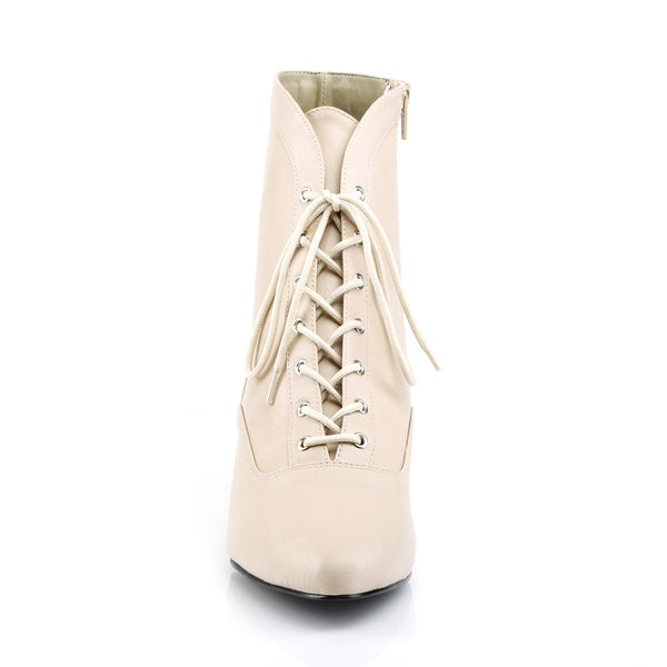 2" Heel Ankle Boot Cream Faux Leather Pleaser Pink Label FAB/1005