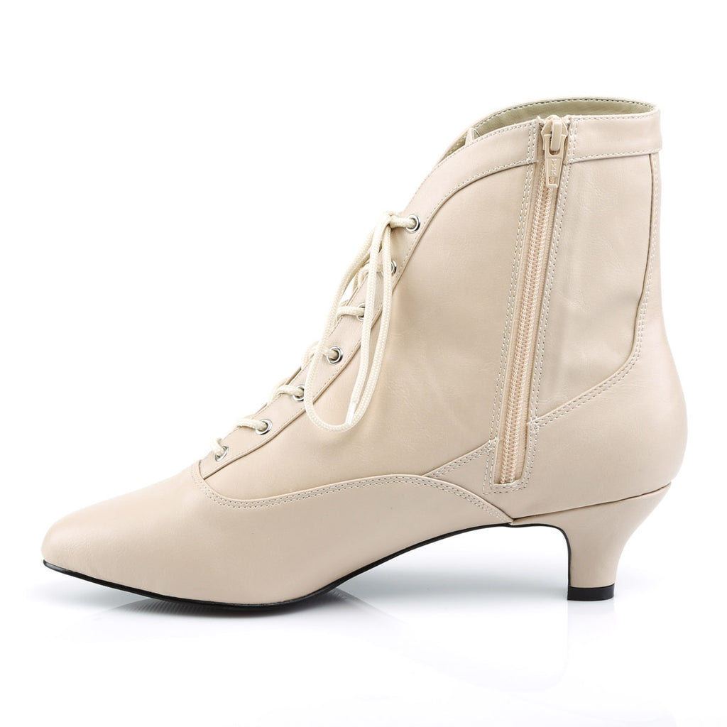 2" Heel Ankle Boot Cream Faux Leather Pleaser Pink Label FAB/1005