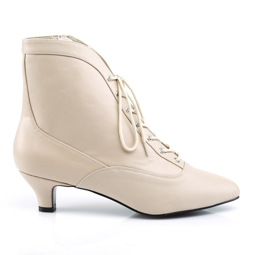 2" Heel Ankle Boot Cream Faux Leather Pleaser Pink Label FAB/1005