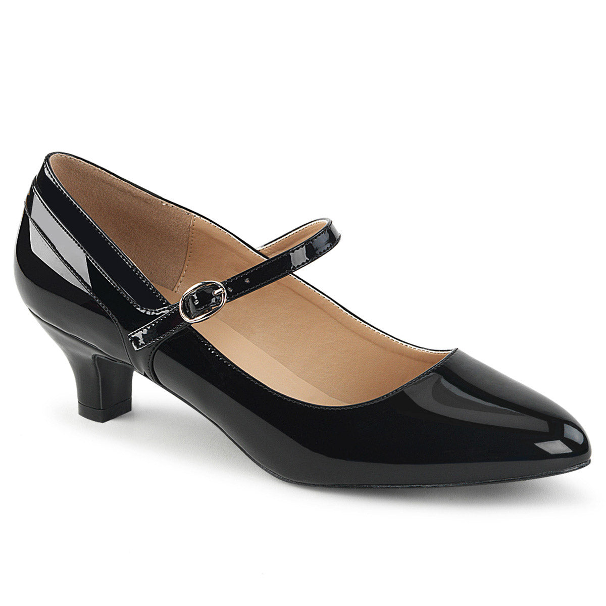 2" Kitten Heel Mary Jane Pump Blk Pat Pleaser Pink Label FAB/425