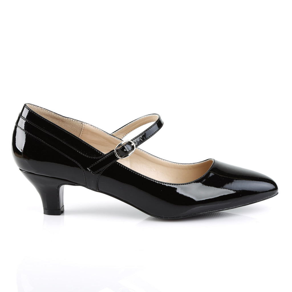 2" Kitten Heel Mary Jane Pump Blk Pat Pleaser Pink Label FAB/425