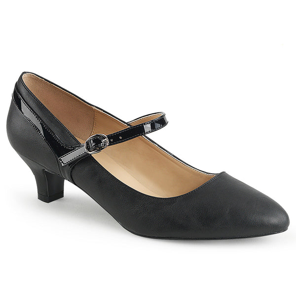 2" Kitten Heel Mary Jane Pump Blk Faux Leather-Pat Pleaser Pink Label FAB/425