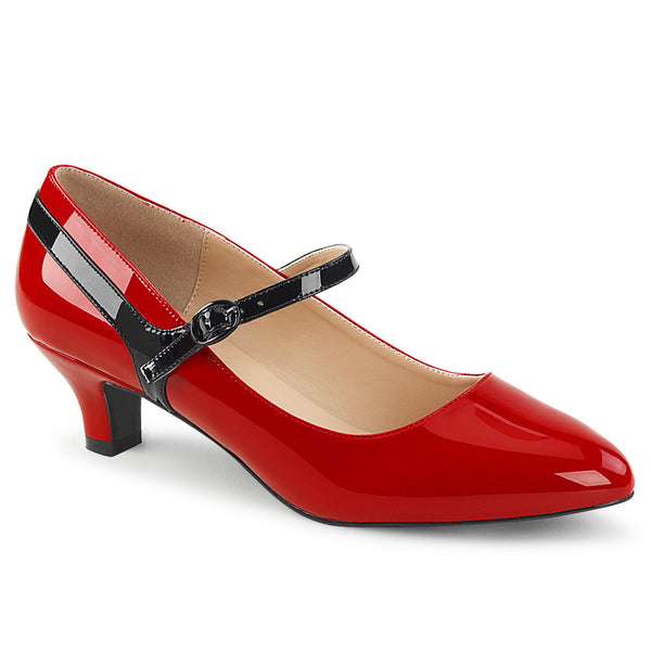 2" Kitten Heel Mary Jane Pump Red-Blk Pat Pleaser Pink Label FAB/425