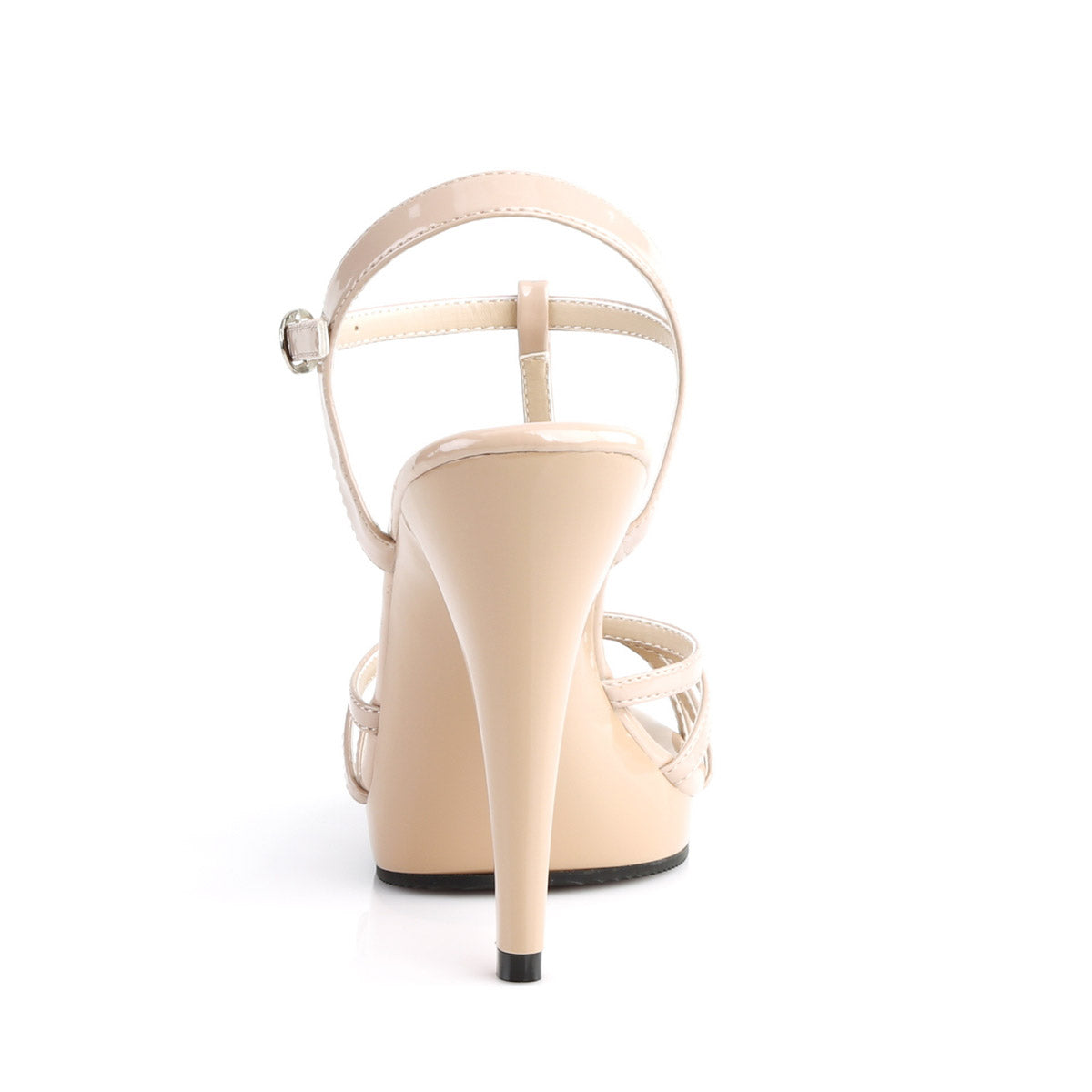 4 1/2" Heel, 1/2" PF T-Strap Sandal Nude Pat/Nude Pleaser Fabulicious FLAIR/420