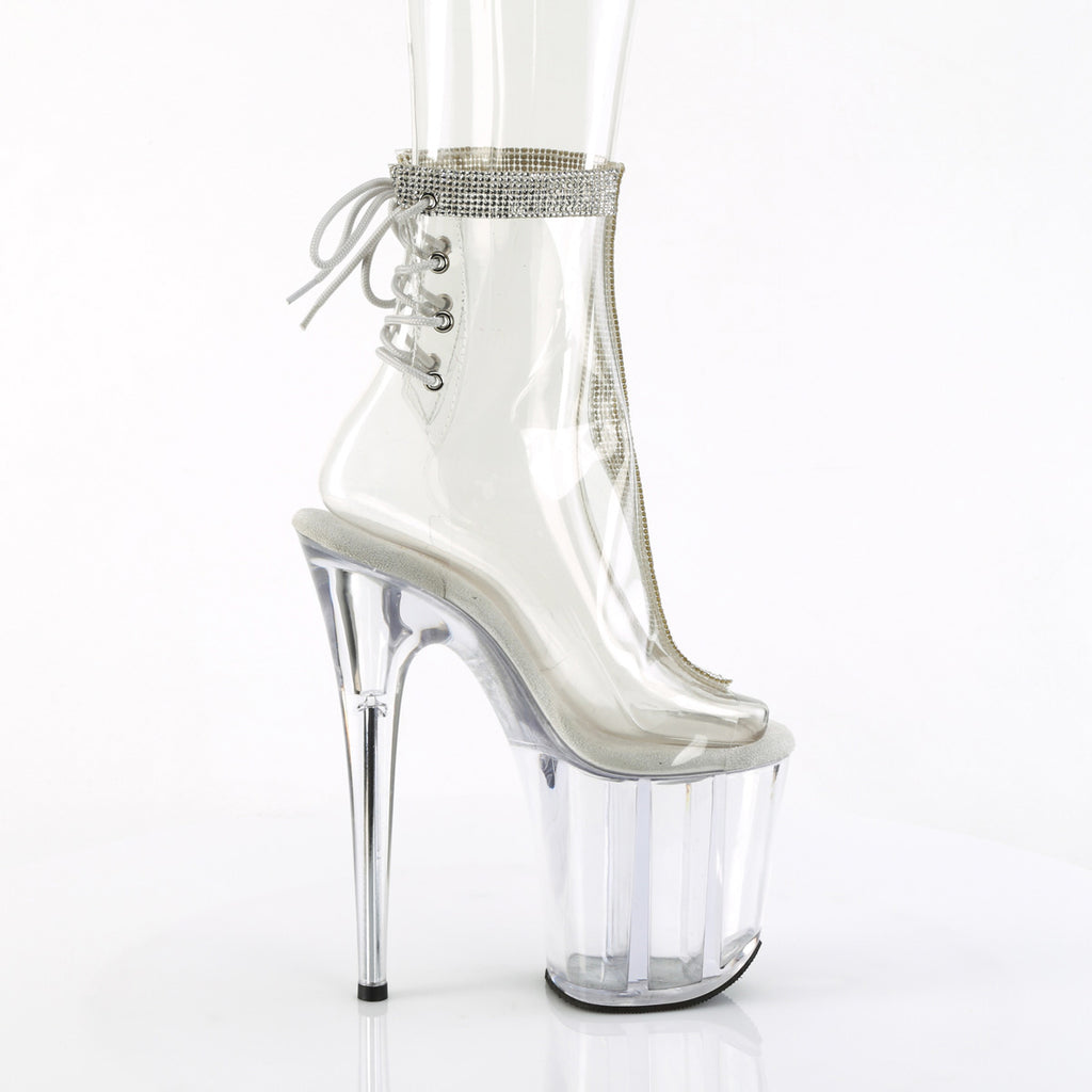 8" Heel, 4" Pf Open Toe/Heel Ankle Boot W/Rs Pleaser Pleaser FLAMINGO/1018C/2RS