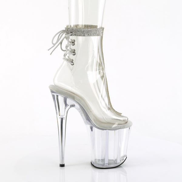 8" Heel, 4" Pf Open Toe/Heel Ankle Boot W/Rs Pleaser Pleaser FLAMINGO/1018C/2RS