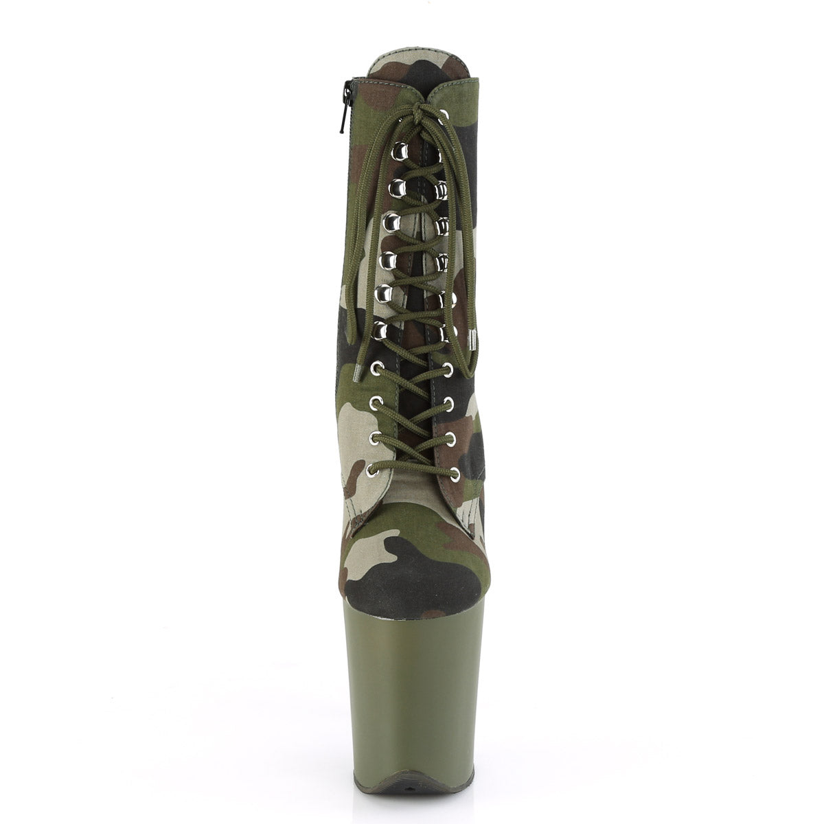 Pleaser 8" Heel 4" Platform Lace-Up Camouflage Ankle Boots for Women Secondary image