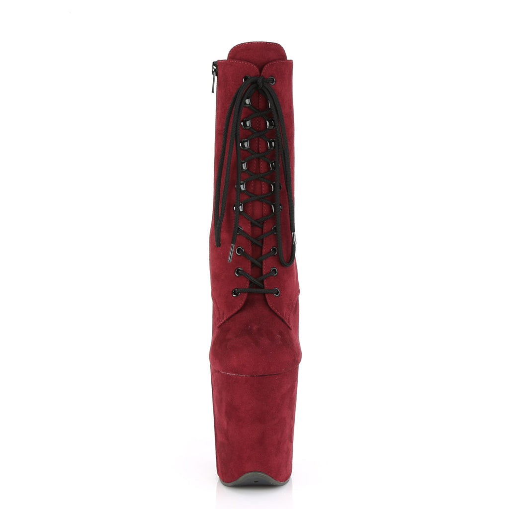 8" Heel, 4" PF Lace-Up Ankle Boot, Side Zip Pleaser Pleaser FLAMINGO/1020FS