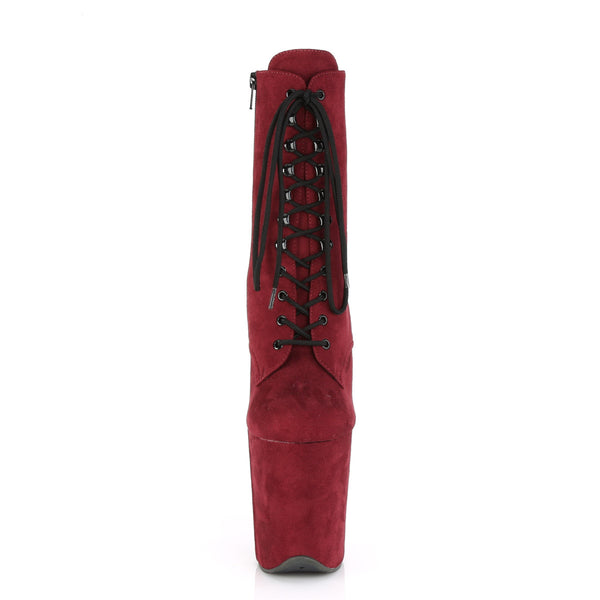 8" Heel, 4" PF Lace-Up Ankle Boot, Side Zip Pleaser Pleaser FLAMINGO/1020FS