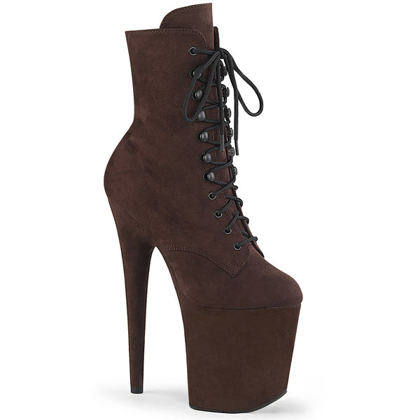 **8" Heel, 4" Pf Lace-Up Ankle Boot, Side Zip Pleaser Pleaser FLAMINGO/1020FS