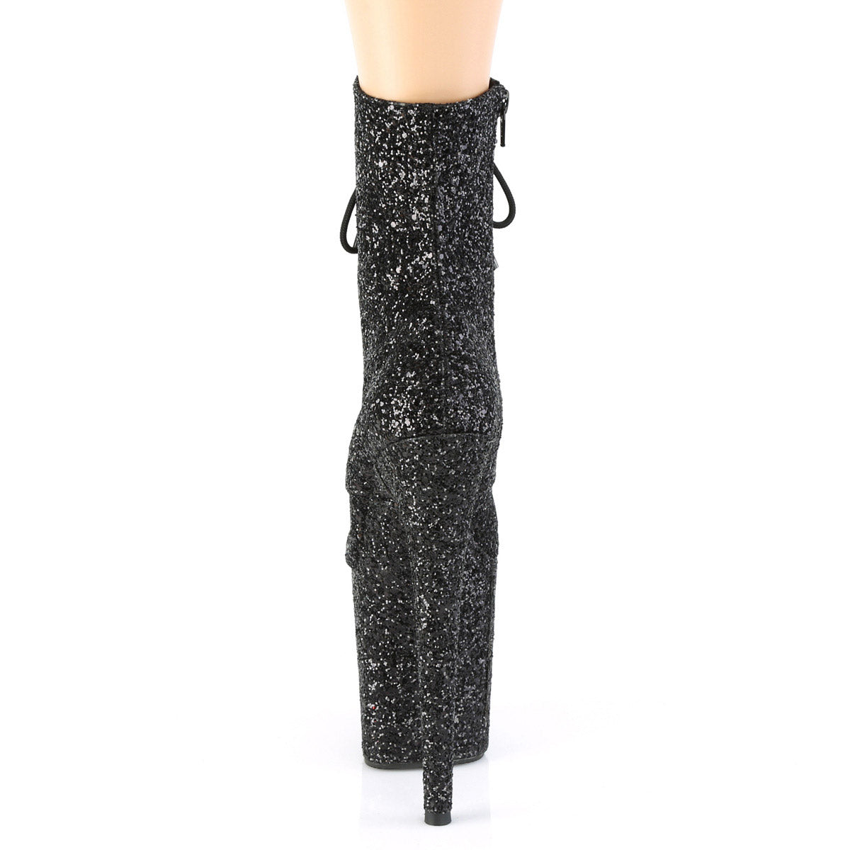 8" Heel, 4" Pf Lace-up Glitter Ankle Boot, Side Zip Pleaser Pleaser FLAMINGO/1020GWR