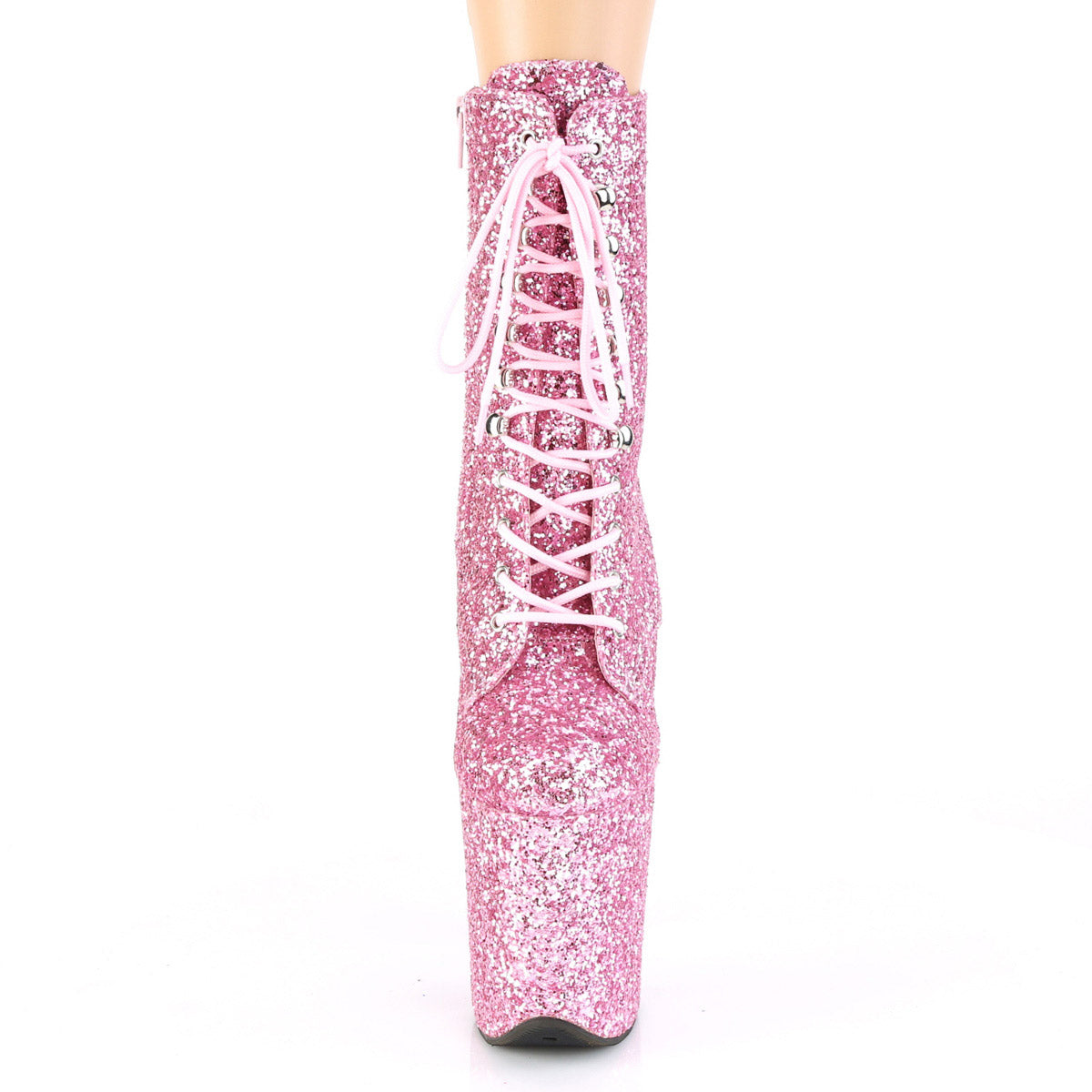 8" Heel, 4" Pf Lace-up Glitter Ankle Boot, Side Zip Secondary image
