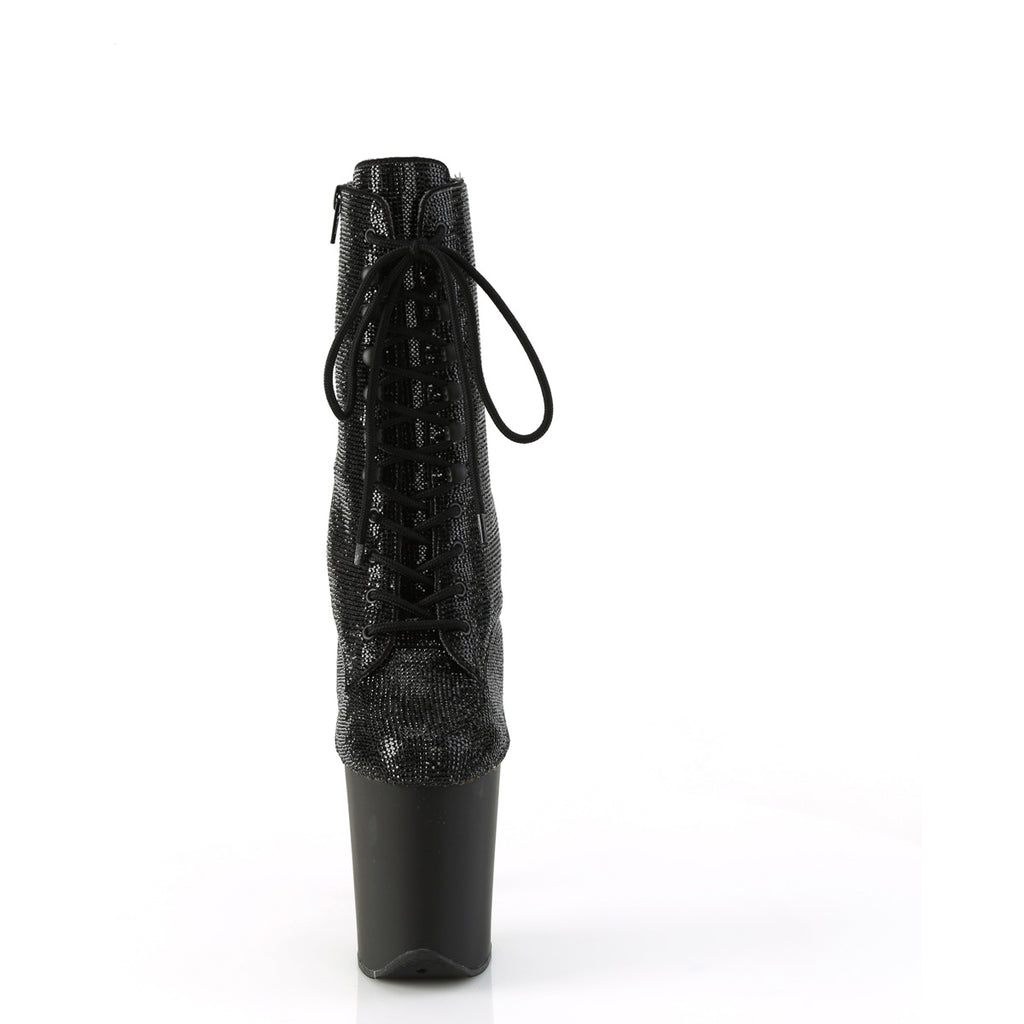 8" Heel, 4" Pf Lace-Up Rs Embellished Ankle Boot, Side Zip Pleaser Pleaser FLAMINGO/1020RS
