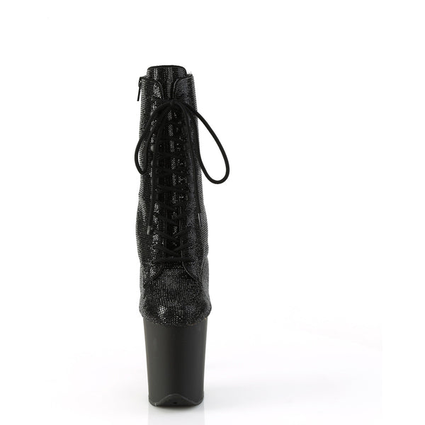 8" Heel, 4" Pf Lace-Up Rs Embellished Ankle Boot, Side Zip Pleaser Pleaser FLAMINGO/1020RS