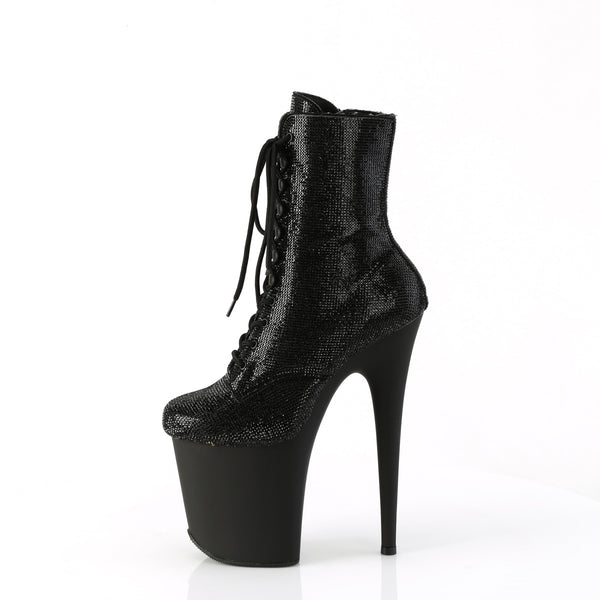 8" Heel, 4" Pf Lace-Up Rs Embellished Ankle Boot, Side Zip Pleaser Pleaser FLAMINGO/1020RS
