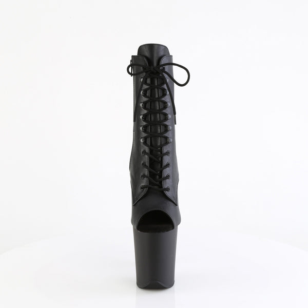 8" Heel, 4" Pf Peep Toe Lace-Up Ankle Boot, Side Zip Pleaser Pleaser FLAMINGO/1021