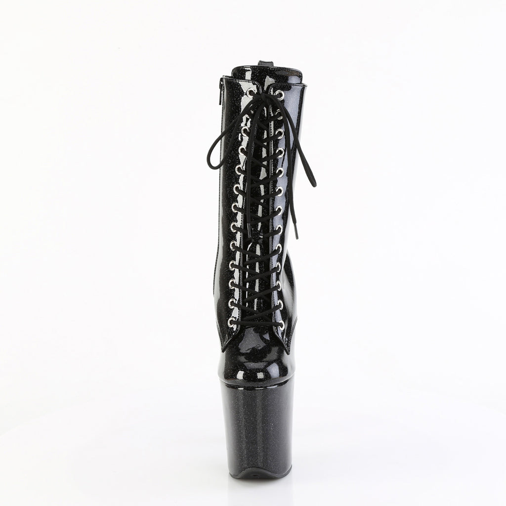 8" Heel, 4" Pf Lace Up Front Ankle Boot, Side Zip Pleaser Pleaser FLAMINGO/1040GP