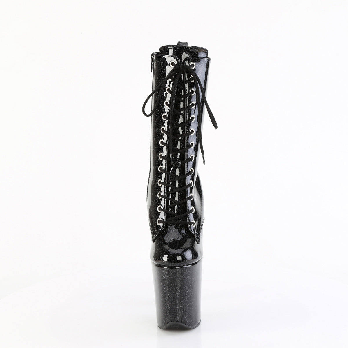 8" Heel, 4" Pf Lace Up Front Ankle Boot, Side Zip Pleaser Pleaser FLAMINGO/1040GP