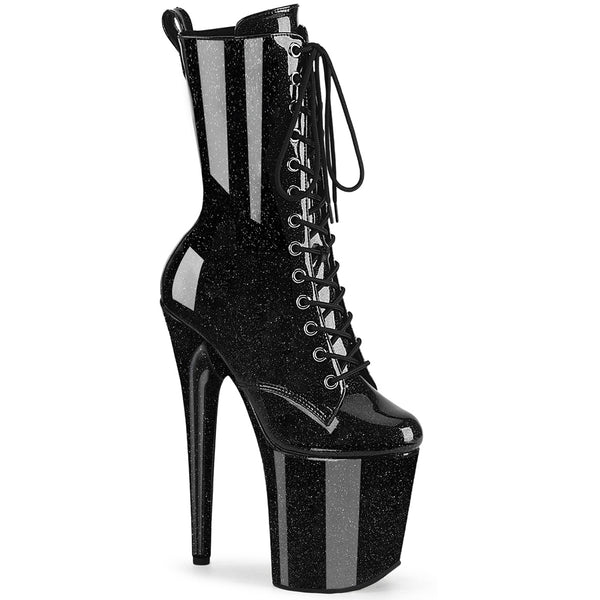 8" Heel, 4" Pf Lace Up Front Ankle Boot, Side Zip Pleaser Pleaser FLAMINGO/1040GP