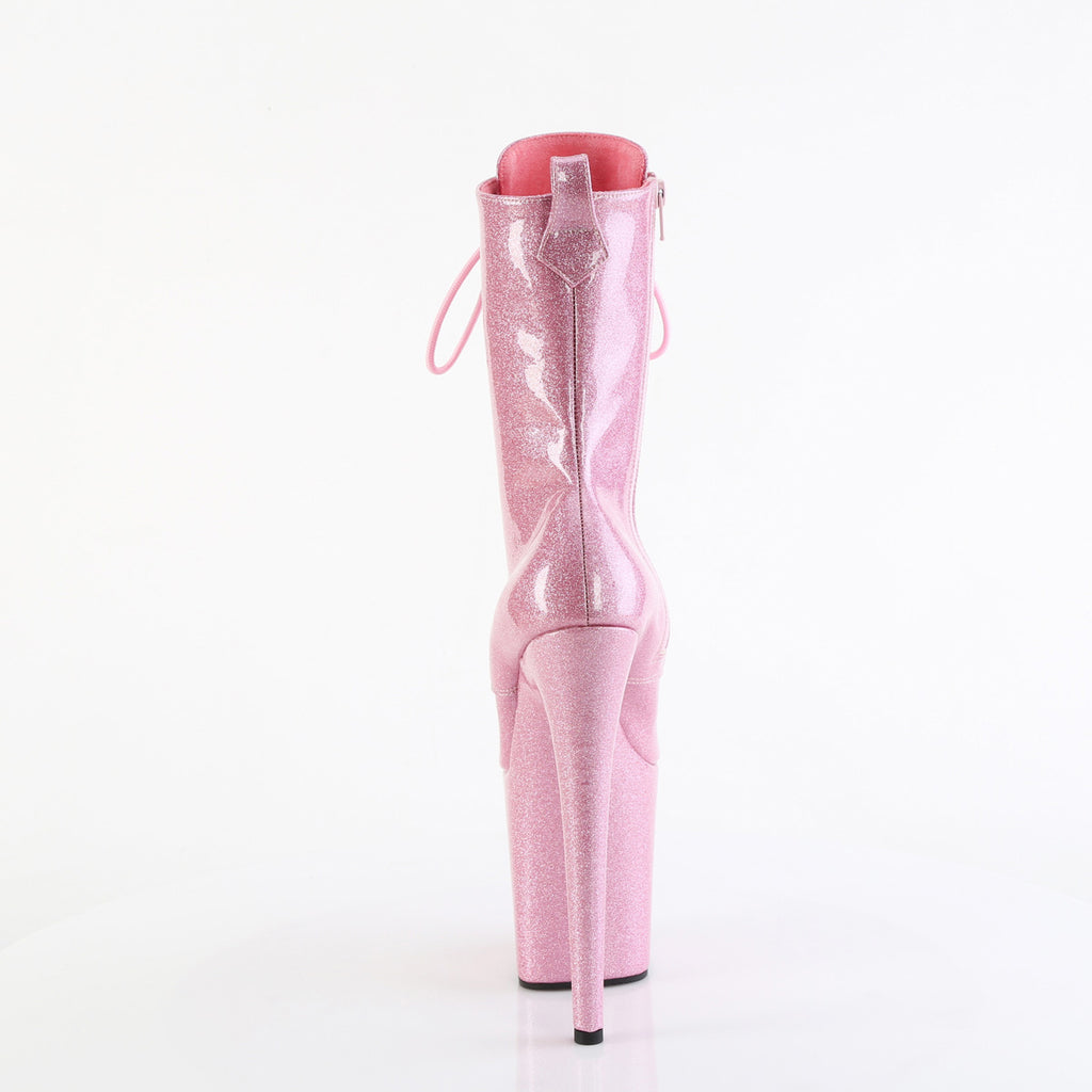 8" Heel, 4" Pf Lace Up Front Ankle Boot, Side Zip Pleaser Pleaser FLAMINGO/1040GP