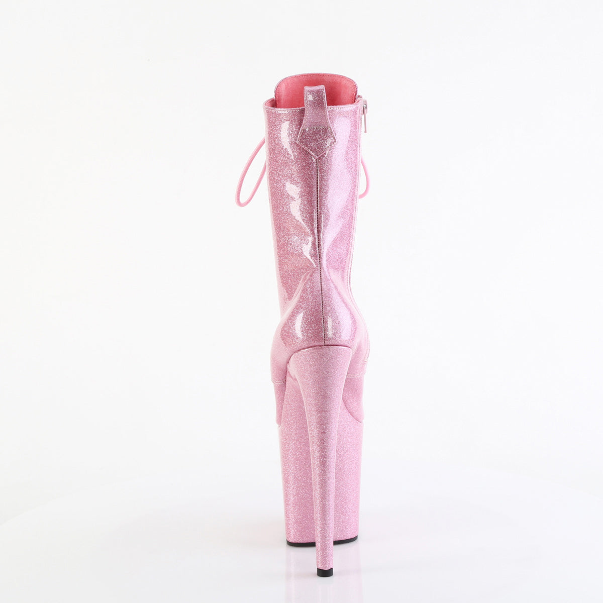 8" Heel, 4" Pf Lace Up Front Ankle Boot, Side Zip Pleaser Pleaser FLAMINGO/1040GP