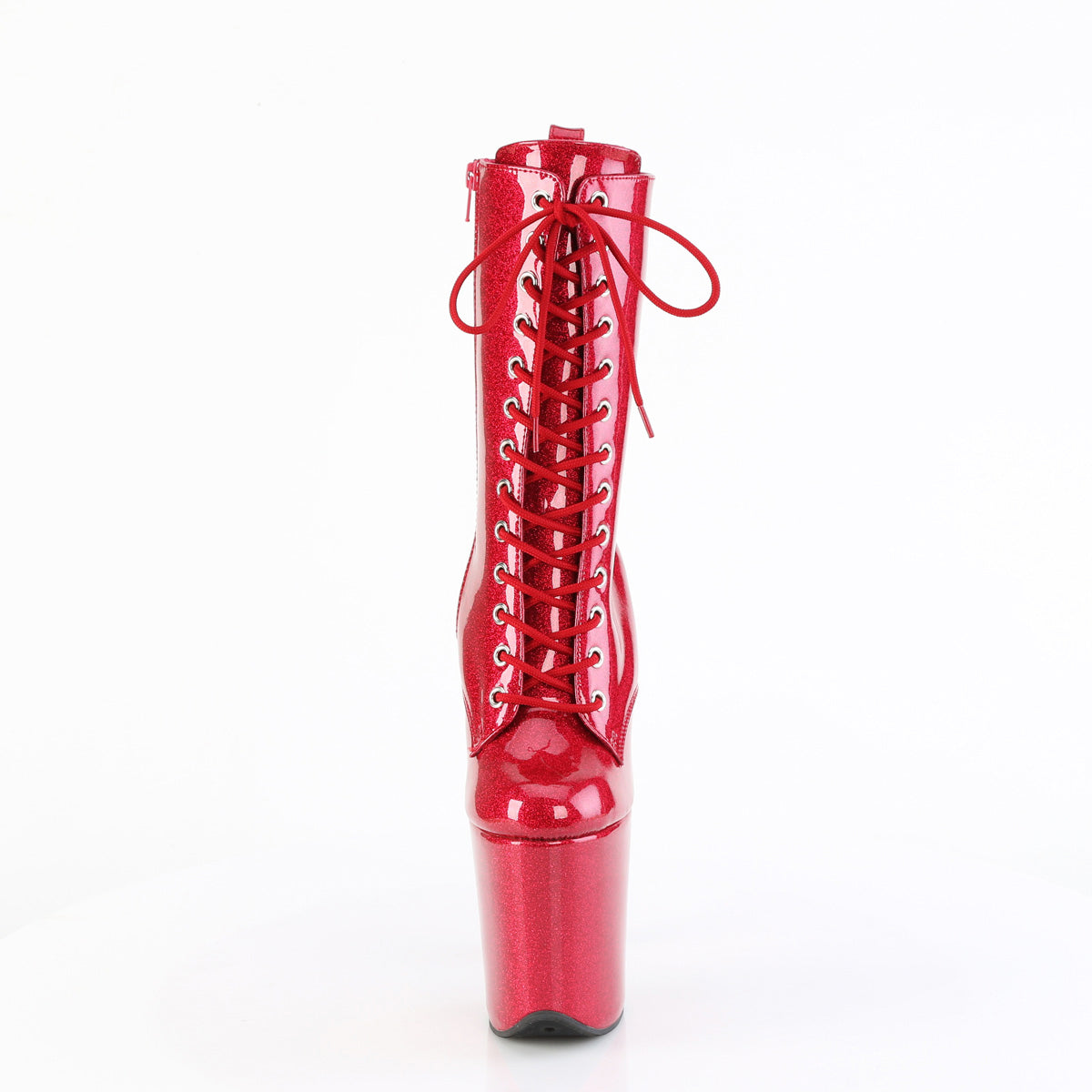 8" Heel, 4" Pf Lace Up Front Ankle Boot, Side Zip Pleaser Pleaser FLAMINGO/1040GP