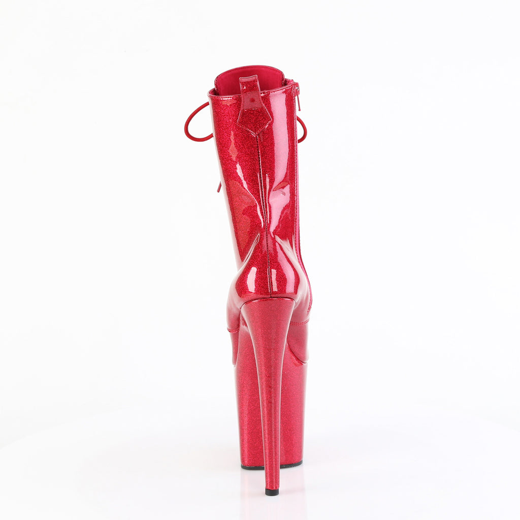8" Heel, 4" Pf Lace Up Front Ankle Boot, Side Zip Pleaser Pleaser FLAMINGO/1040GP