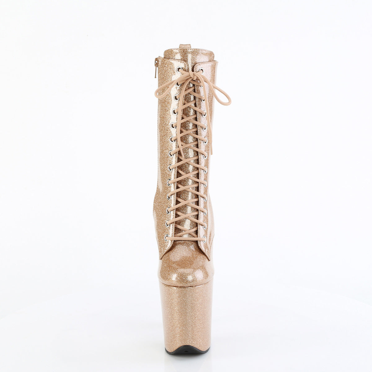 8" Heel, 4" Pf Lace Up Front Ankle Boot, Side Zip Pleaser Pleaser FLAMINGO/1040GP
