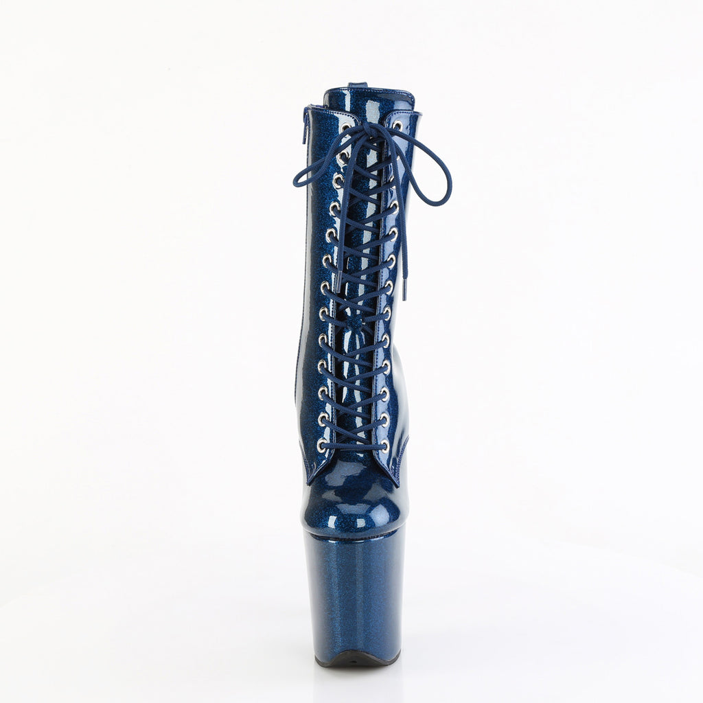 8" Heel, 4" Pf Lace Up Front Ankle Boot, Side Zip Pleaser Pleaser FLAMINGO/1040GP