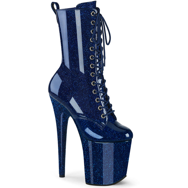 8" Heel, 4" Pf Lace Up Front Ankle Boot, Side Zip Pleaser Pleaser FLAMINGO/1040GP