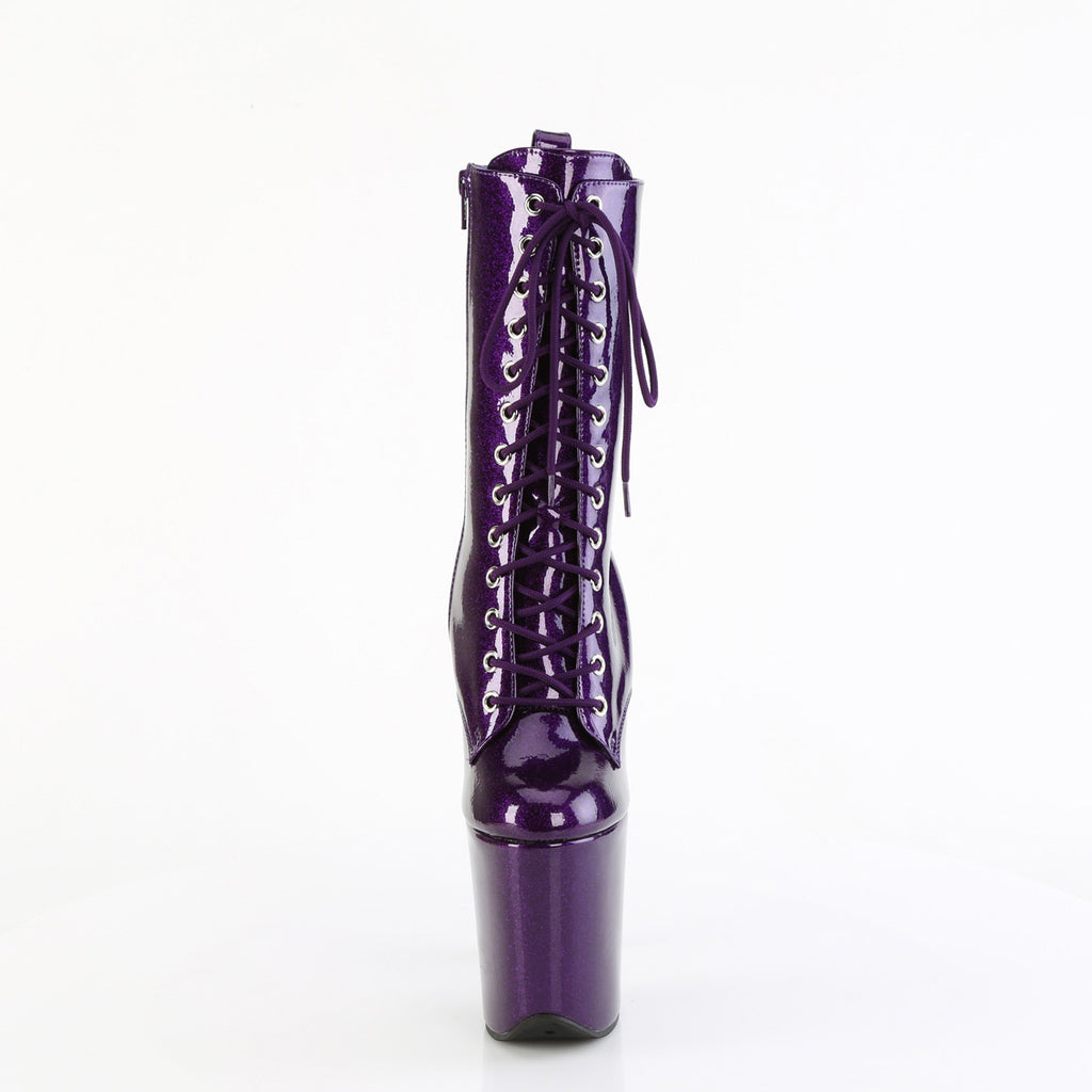 8" Heel, 4" Pf Lace Up Front Ankle Boot, Side Zip Pleaser Pleaser FLAMINGO/1040GP