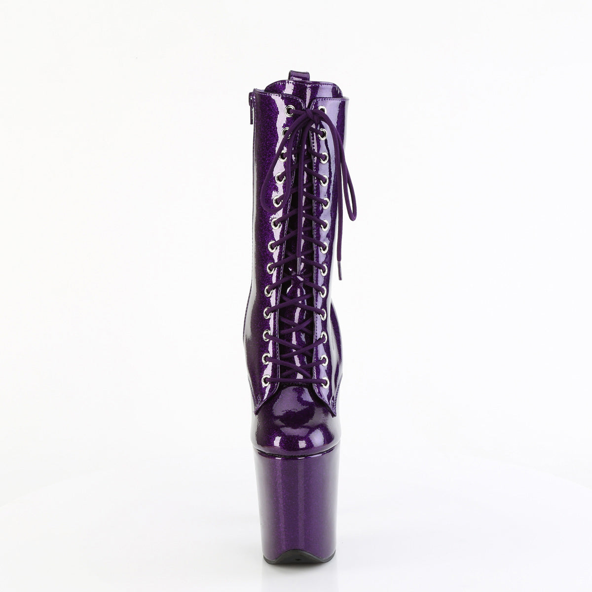 8" Heel, 4" Pf Lace Up Front Ankle Boot, Side Zip Pleaser Pleaser FLAMINGO/1040GP