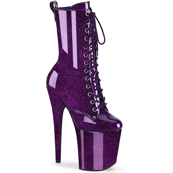 8" Heel, 4" Pf Lace Up Front Ankle Boot, Side Zip Pleaser Pleaser FLAMINGO/1040GP