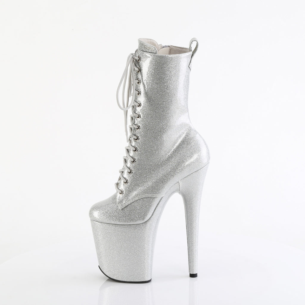 8" Heel, 4" Pf Lace Up Front Ankle Boot, Side Zip Pleaser Pleaser FLAMINGO/1040GP