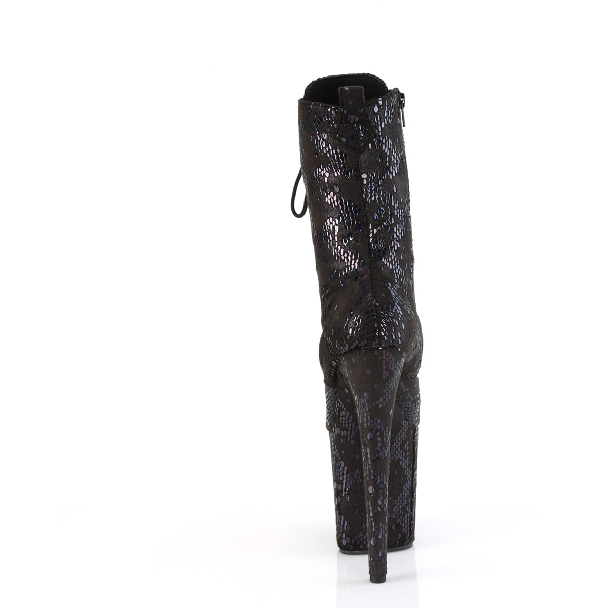 8" Heel, 4" Pf Lace-Up Front Ankle Boot, Side Zip Pleaser Pleaser FLAMINGO/1040SPF