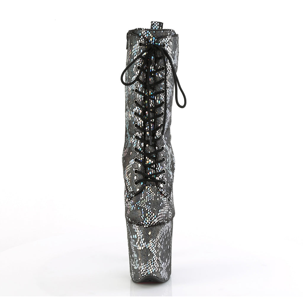 8" Heel, 4" Pf Lace-Up Front Ankle Boot, Side Zip Pleaser Pleaser FLAMINGO/1040SPF
